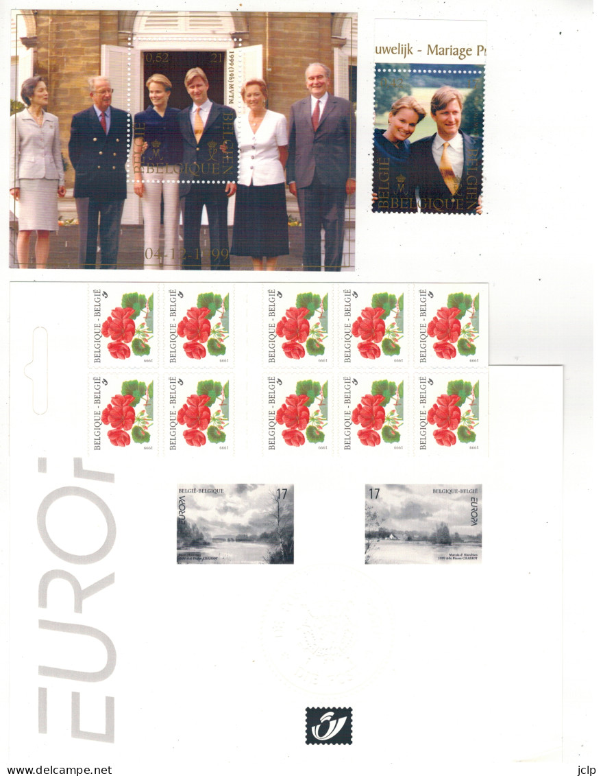 1999 - De jaarverzameling 1999 in een map op klasseerkaarten samen met een zwart-wit velletje van Europa.