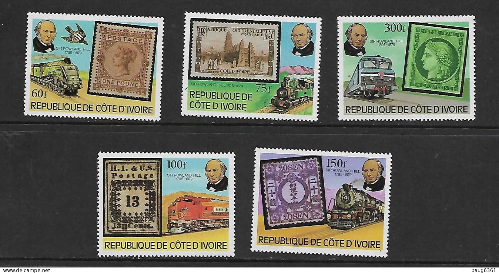 COTE D'IVOIRE 1979  ROWLAND HILL  YVERT N°504/508 NEUF MNH** - Rowland Hill