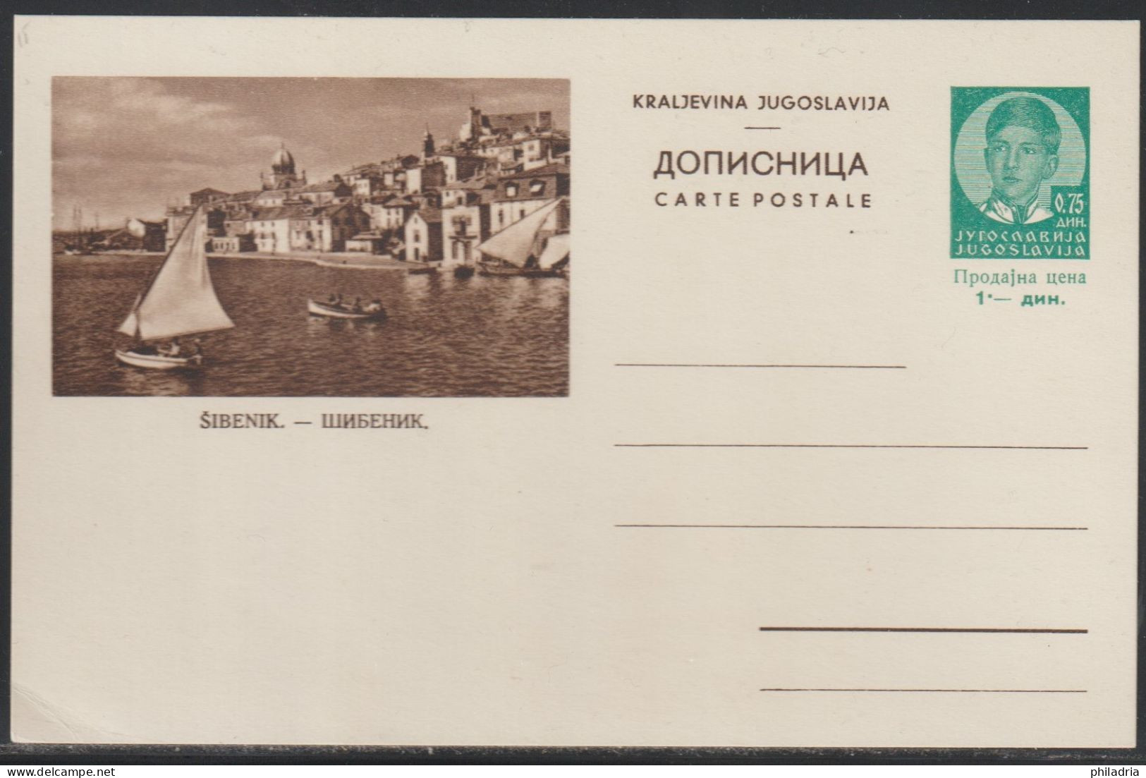 Kingdom Of Yugoslavia, 1936, Illustrated Postcard, Šibenik - Storia Postale