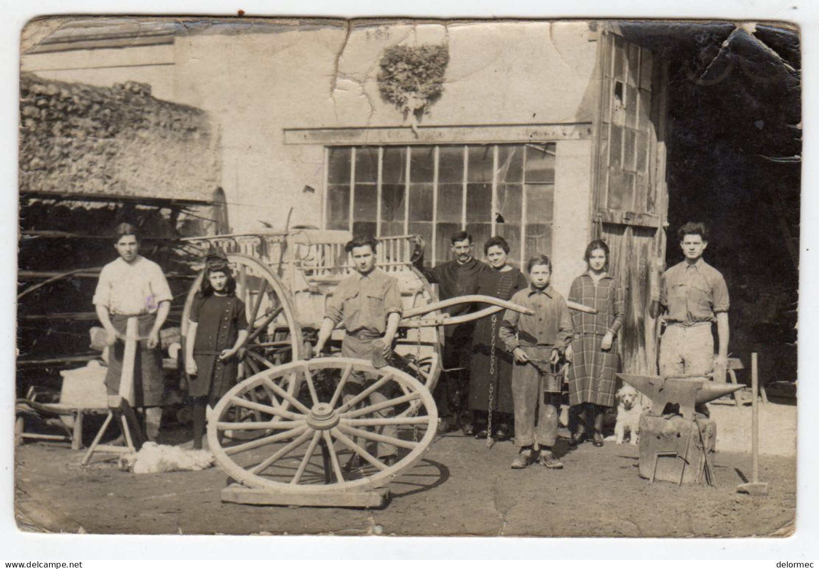 Carte Photo Lemaistre Neuillé Saint Pierre 37 Indre Et Loire Charrons Petit Métier Charronnage Forge Ancien Baron Mathé - Neuillé-Pont-Pierre