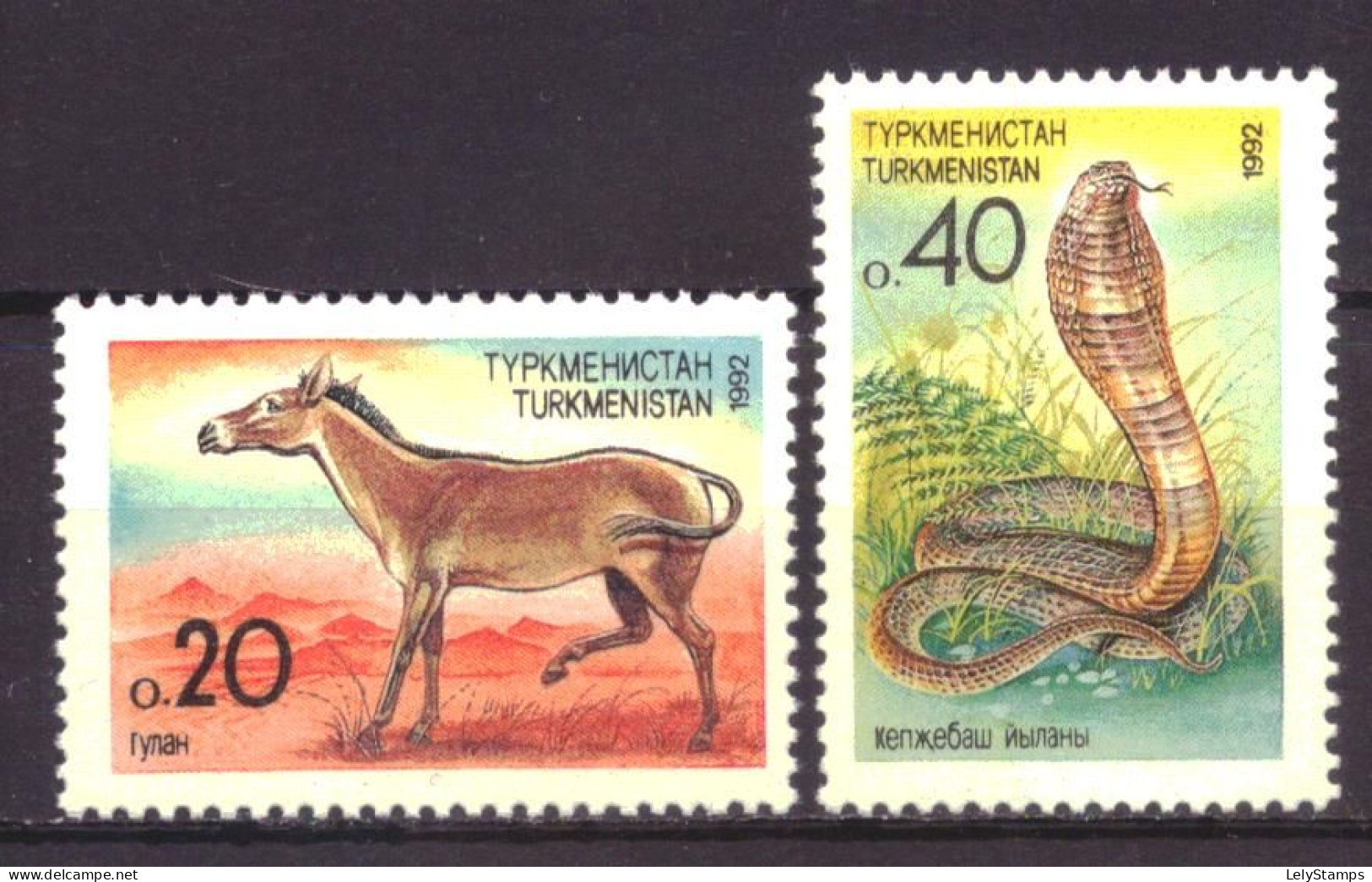 Turkmenistan 2 & 3 MNH ** Animals Nature Horse Snake (1992) - Turkmenistán