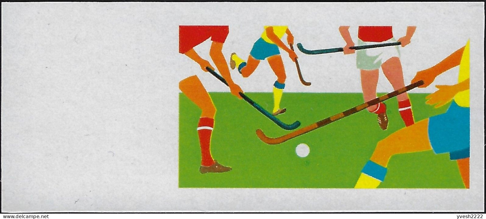 Aitutaki 1976 Y&T 174. 7 essais, couleurs progressives offset (noir jaune cyan magenta or). JO de Montréal. Hockey