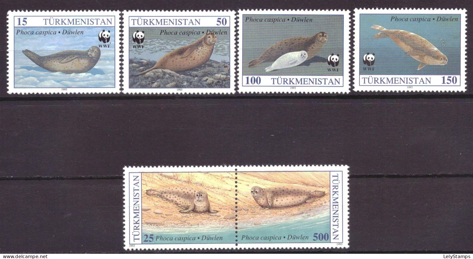 Turkmenistan 30 T/m 35 MNH ** Animals Nature WWF WNF Seals (1993) - Turkménistan