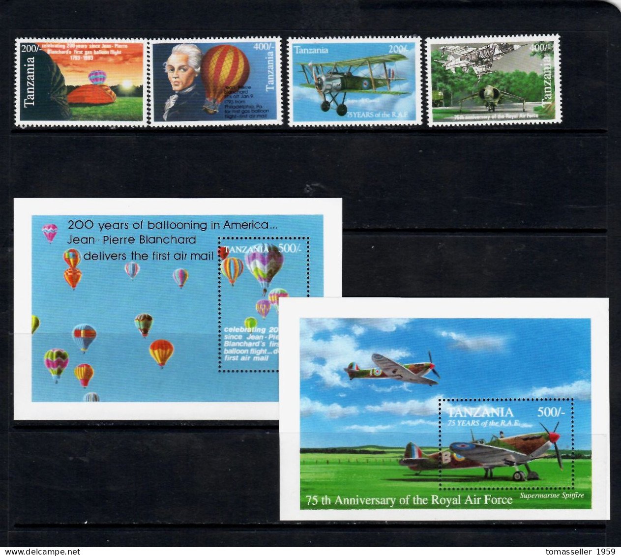 Tanzania- 1994 Anniversaries And Events Of Aviation - The 200th Anniversary Of First Balloon (4v.+4 S.s ).MNH** - Tanzanie (1964-...)