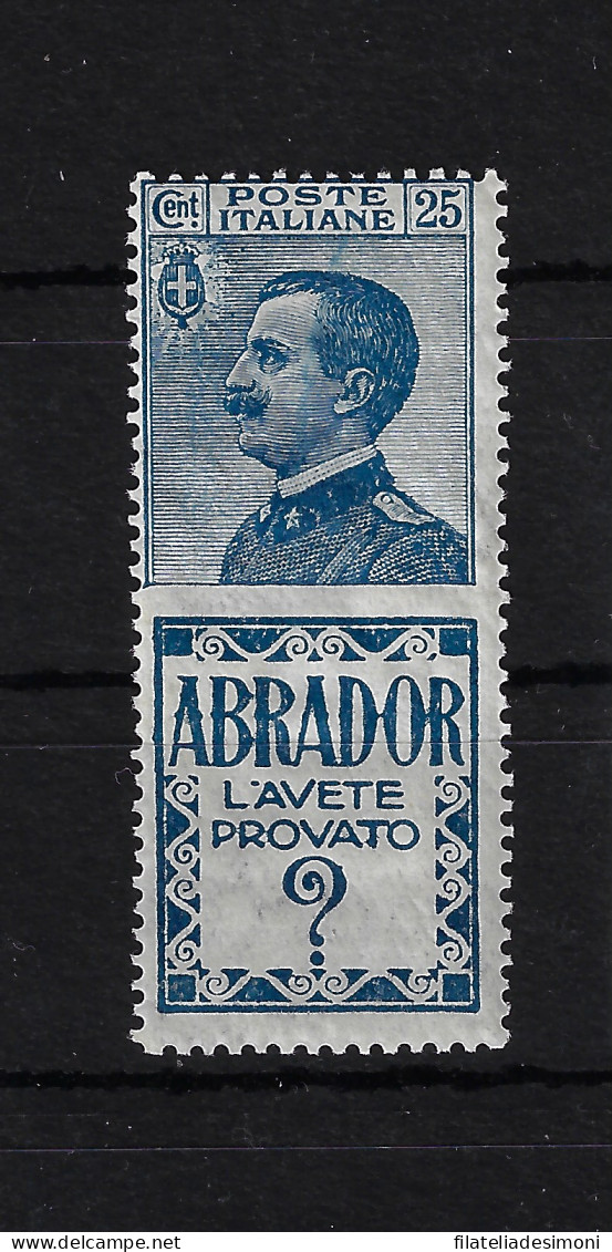 1924 Italia Regno, Pubblicitario N. 4, 25 Cent Abrador Azzurro - MNH** - Reklame