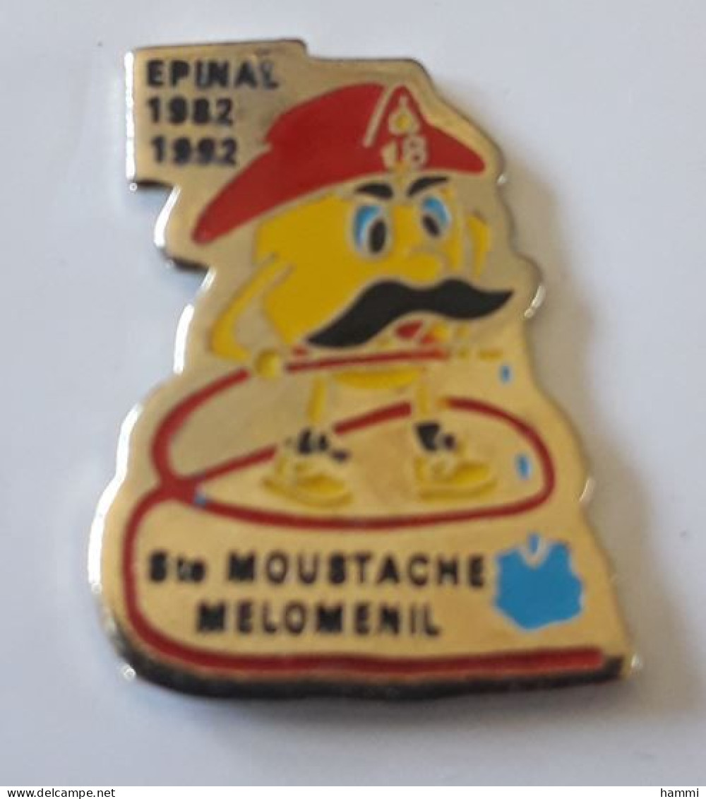 PO71 Pin's Pompier Pompiers ÉPINAL 1982 1992 Anniversaire MELOMENIL Ets MOUSTACHE VOSGES Achat Immédiat - Pompiers