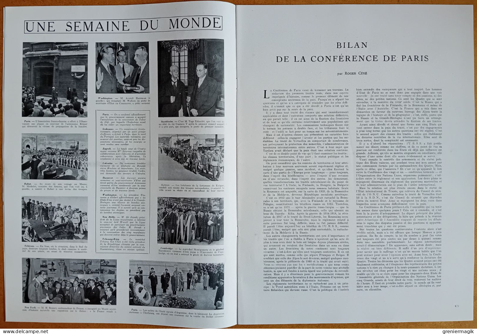 France Illustration N°56 26/10/1946 Marjorie Lawrence/Exécutions De Nuremberg/Algérie/L'or De L'Union Française/Mansart - Testi Generali