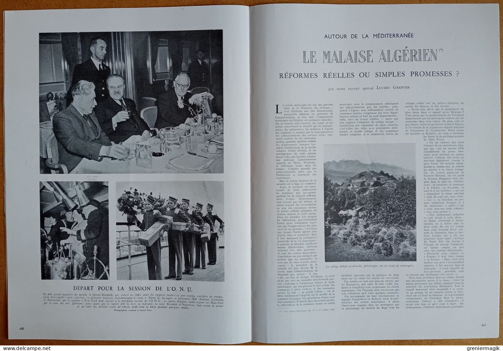 France Illustration N°56 26/10/1946 Marjorie Lawrence/Exécutions de Nuremberg/Algérie/L'or de l'Union française/Mansart