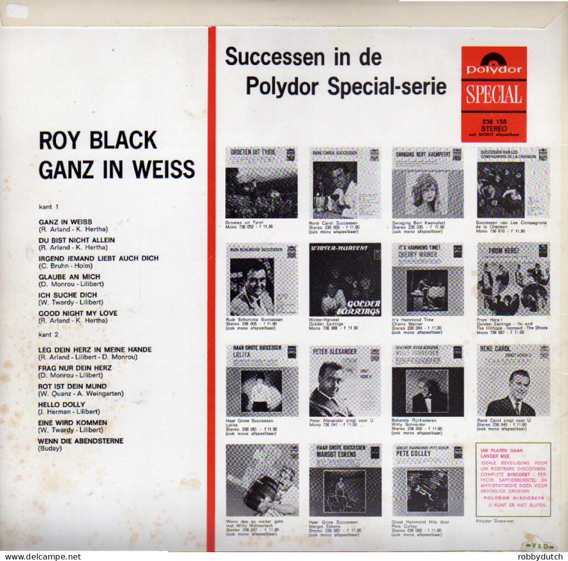 * LP *  ROY BLACK - GANZ IN WEISS (Holland 1966 EX) - Otros - Canción Alemana