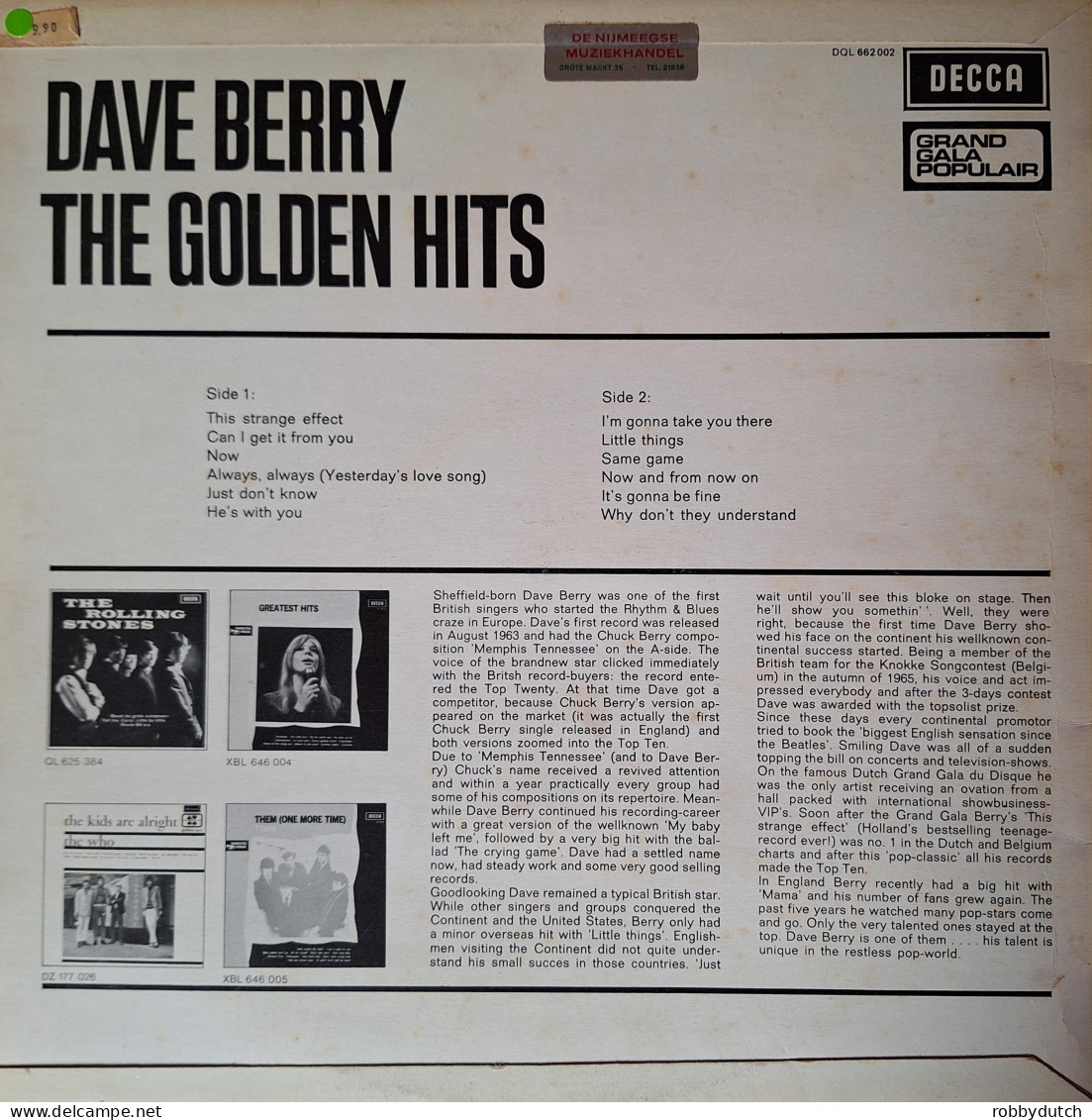 * LP *  DAVE BERRY - THE GOLDEN HITS (Holland 1966 EX-) - Disco, Pop