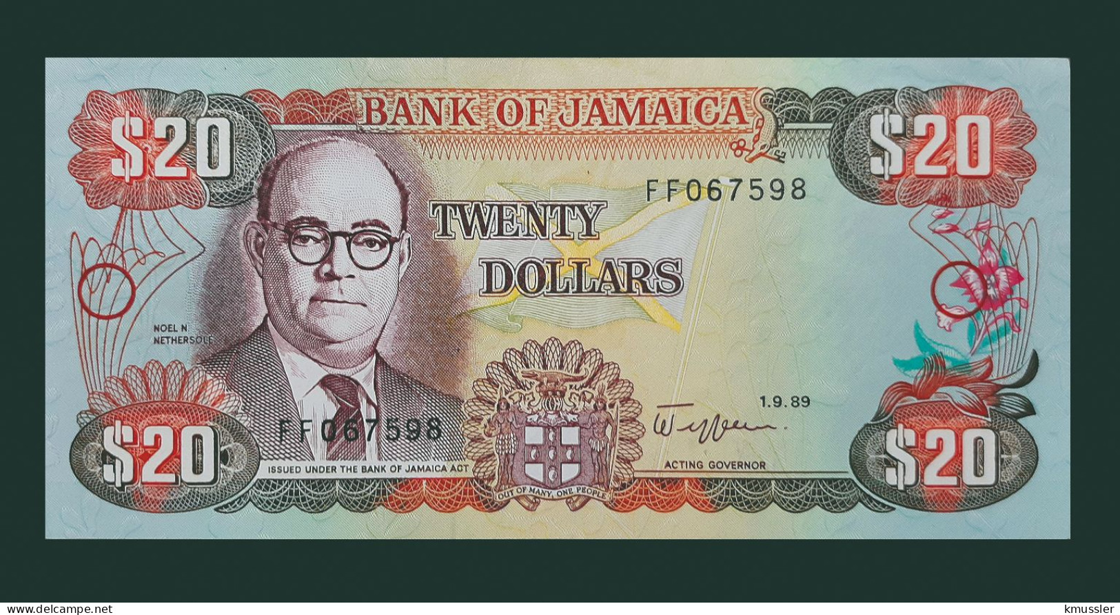 # # # Banknote Aus Jamaika (Jamaica) 20 Dollars 1989 (P-72) UNC- # # # - Jamaique