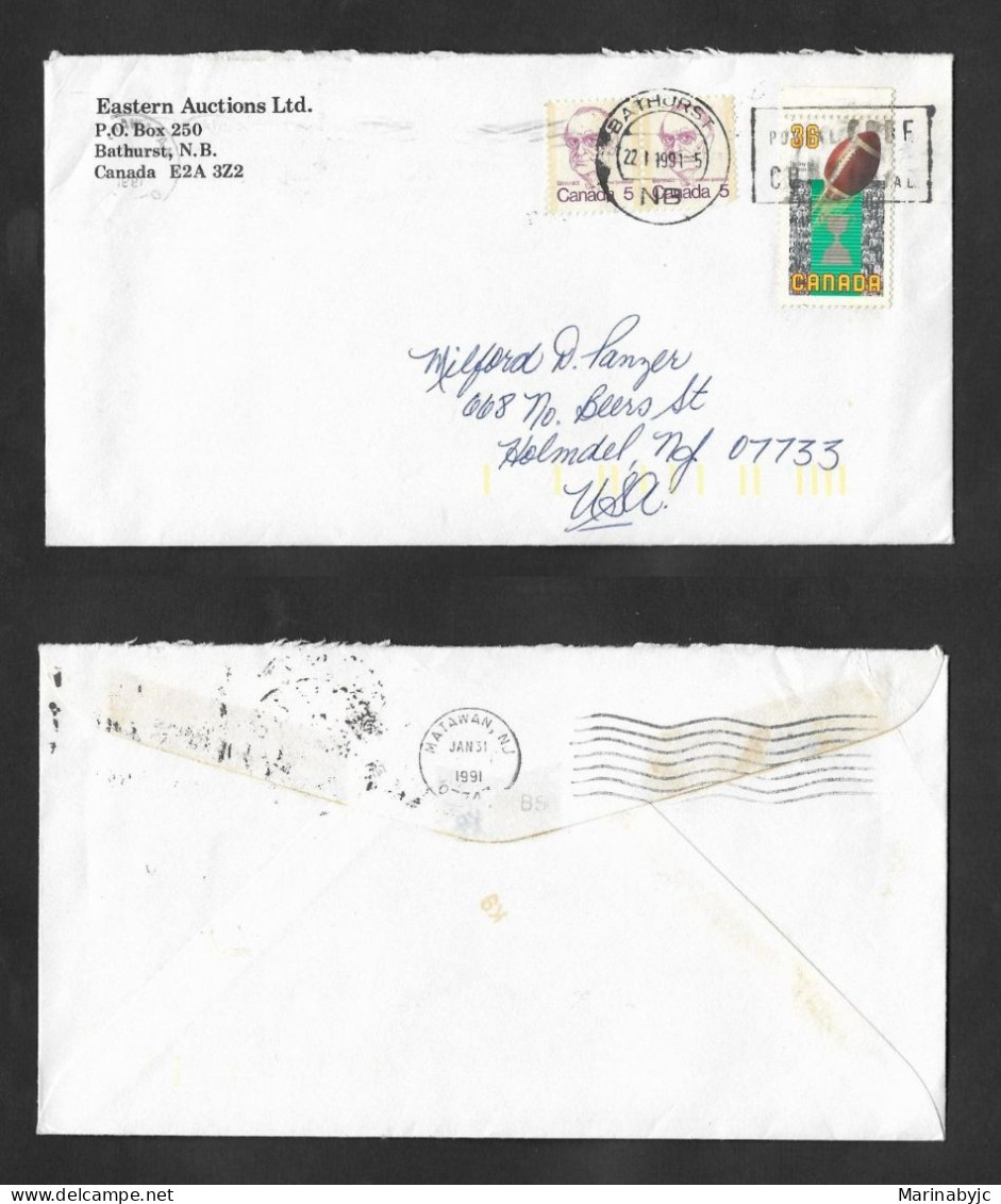 SE)1991 CANADA, PAIR OF BENNET, THE GRAY CUP - AMERICAN FOOTBALL, COVER WITH SPECIAL CANCELLATION ON THE BACK, CIRCULATE - Gebraucht