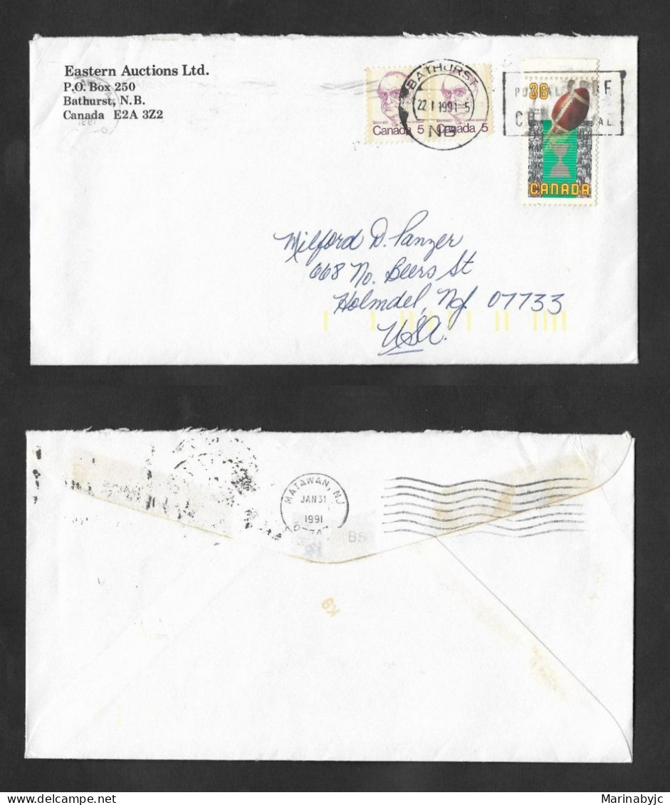 SE)1991 CANADA, PAIR OF BENNET, THE GRAY CUP - AMERICAN FOOTBALL, COVER WITH SPECIAL CANCELLATION ON THE BACK, CIRCULATE - Oblitérés
