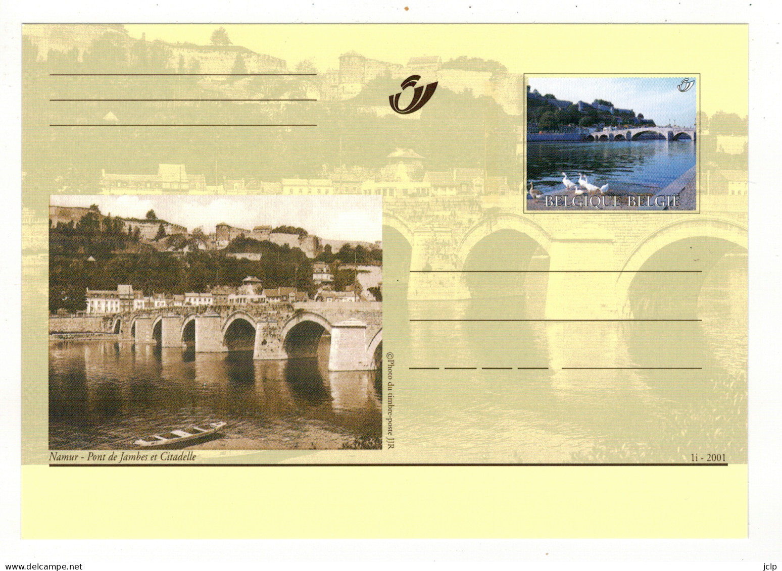 2001 - Namur - Pont De Jambes Et Citadelle. - Cartes Souvenir – Emissions Communes [HK]