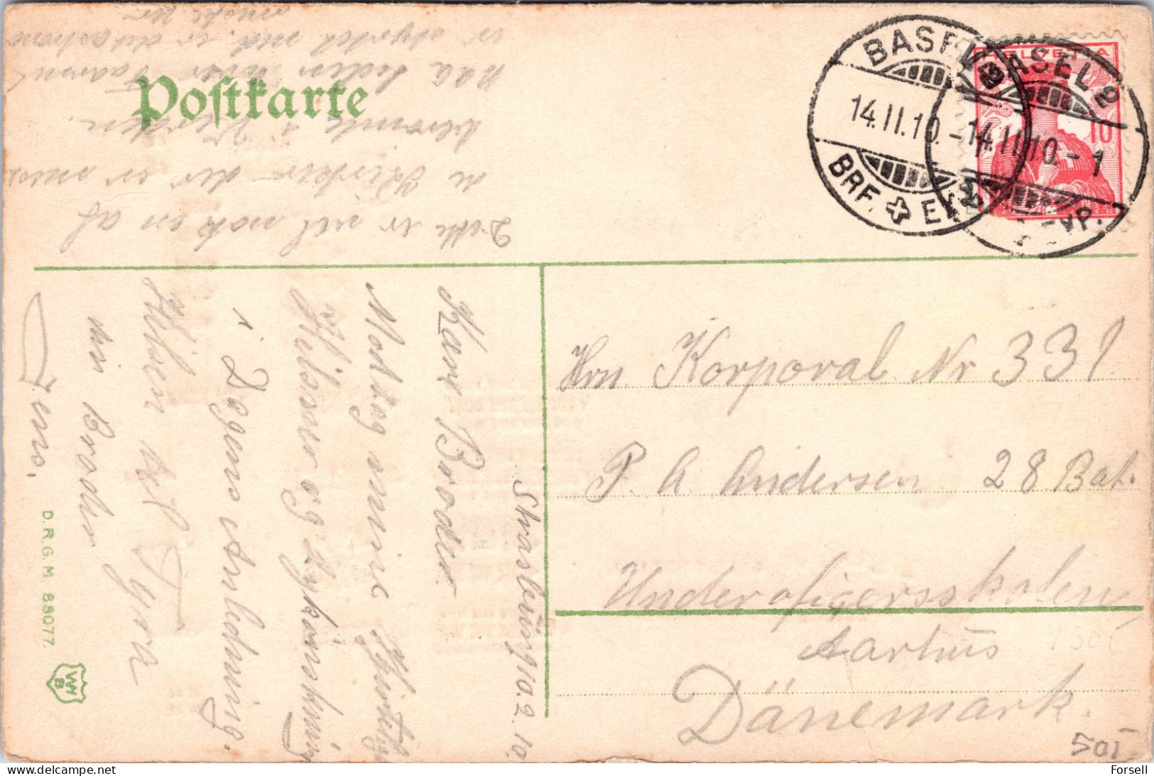 Gruss Aus Strassburg (Stempel: Basel 1910) - Elsass