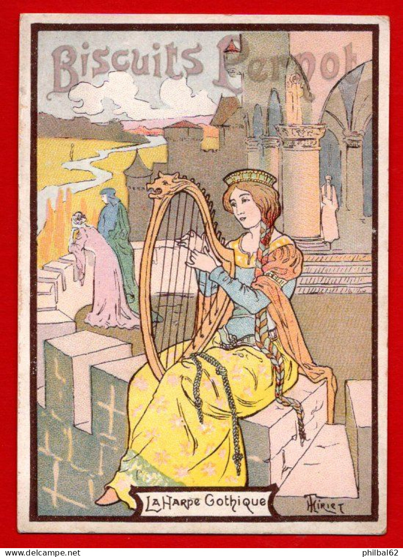 Grande Chromo Biscuits Pernot. Série Instruments De Musique. Dessin De H.Thiriet. La Harpe Gothique. - Pernot