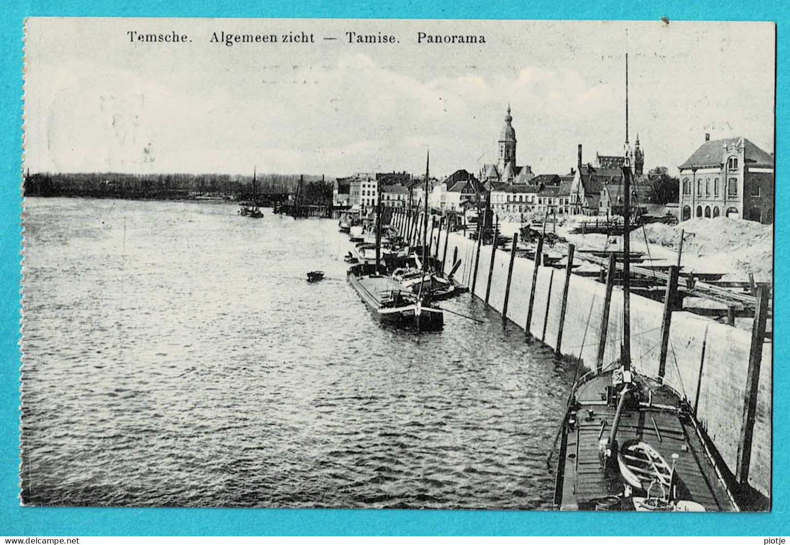 * Temse - Tamise (Oost Vlaanderen) * (Uitg E. De Landtsheer) Algemeen Zicht, Vue Générale, Péniche, Bateau, Quai Canal - Temse