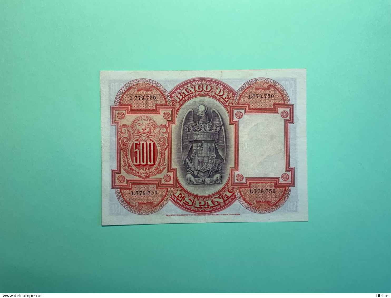 500 Pesetas 24/07/1927 1.779.750 Isabelle La Catholique - 500 Peseten