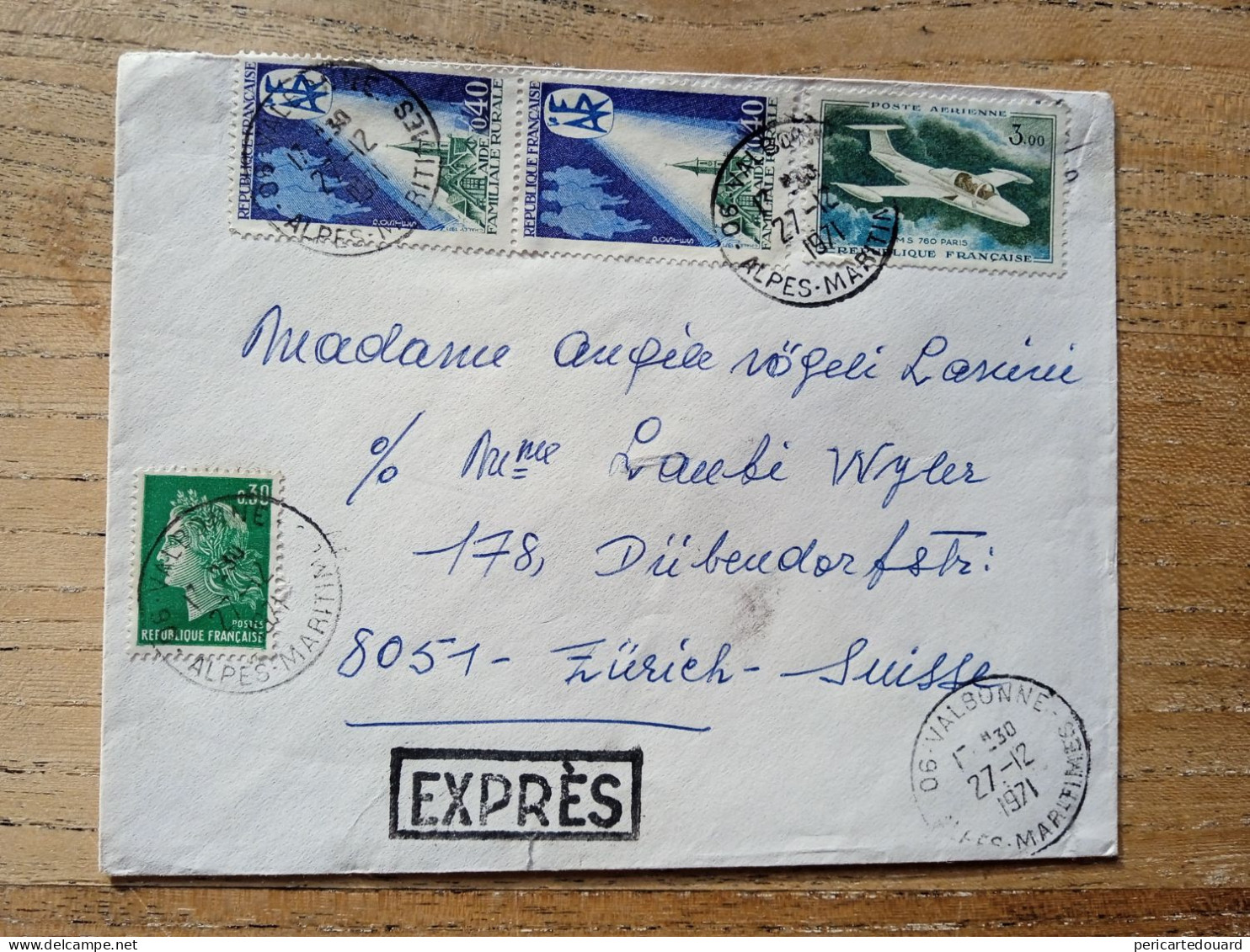 Marianne De Cheffer 1611 Sur Lettre Exprès Pour La Suisse - 1967-1970 Maríanne De Cheffer