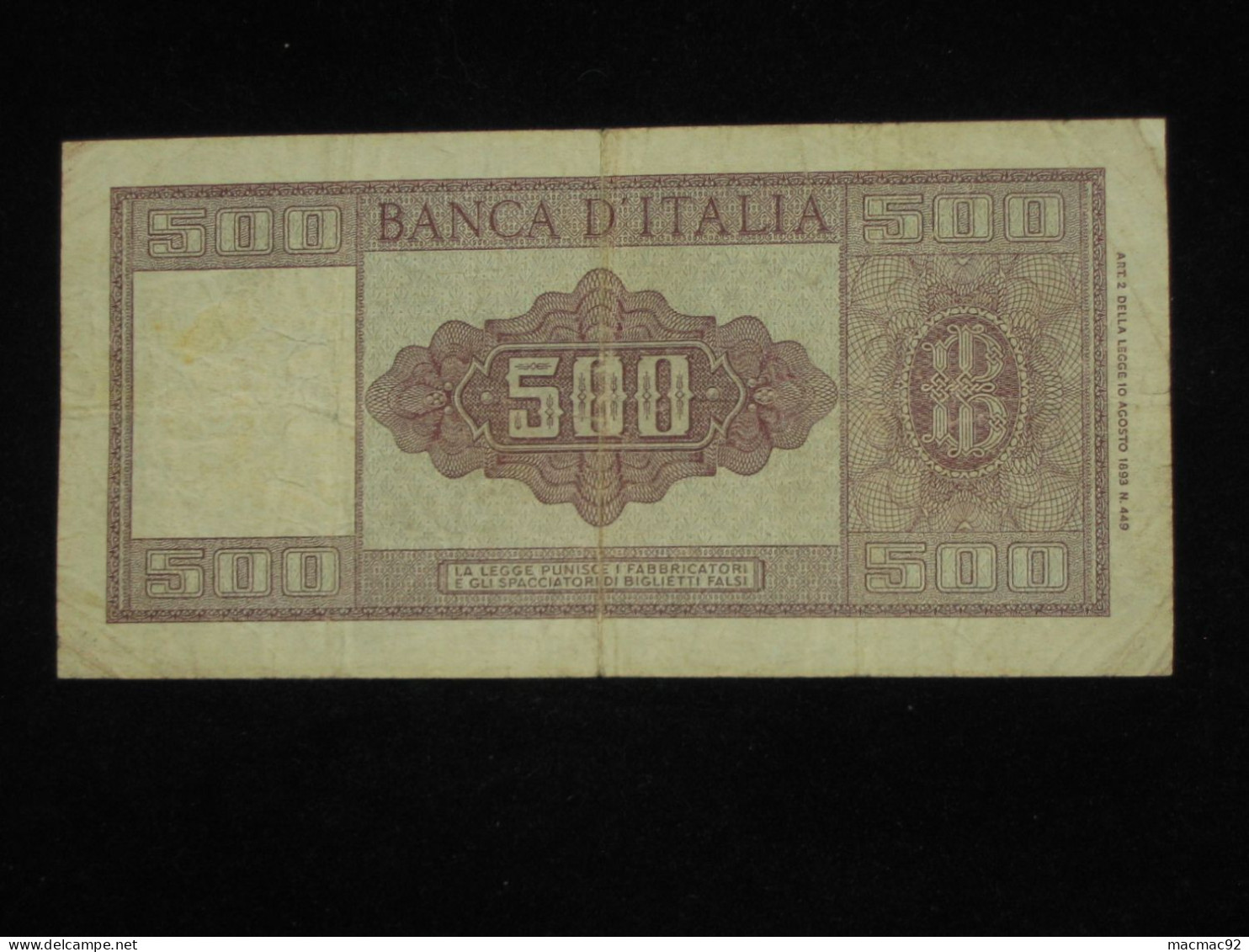 ITALIE - 500 Cinquecento Lire 1961 - BANCA  D'ITALIA  **** EN ACHAT IMMEDIAT **** - Andere & Zonder Classificatie