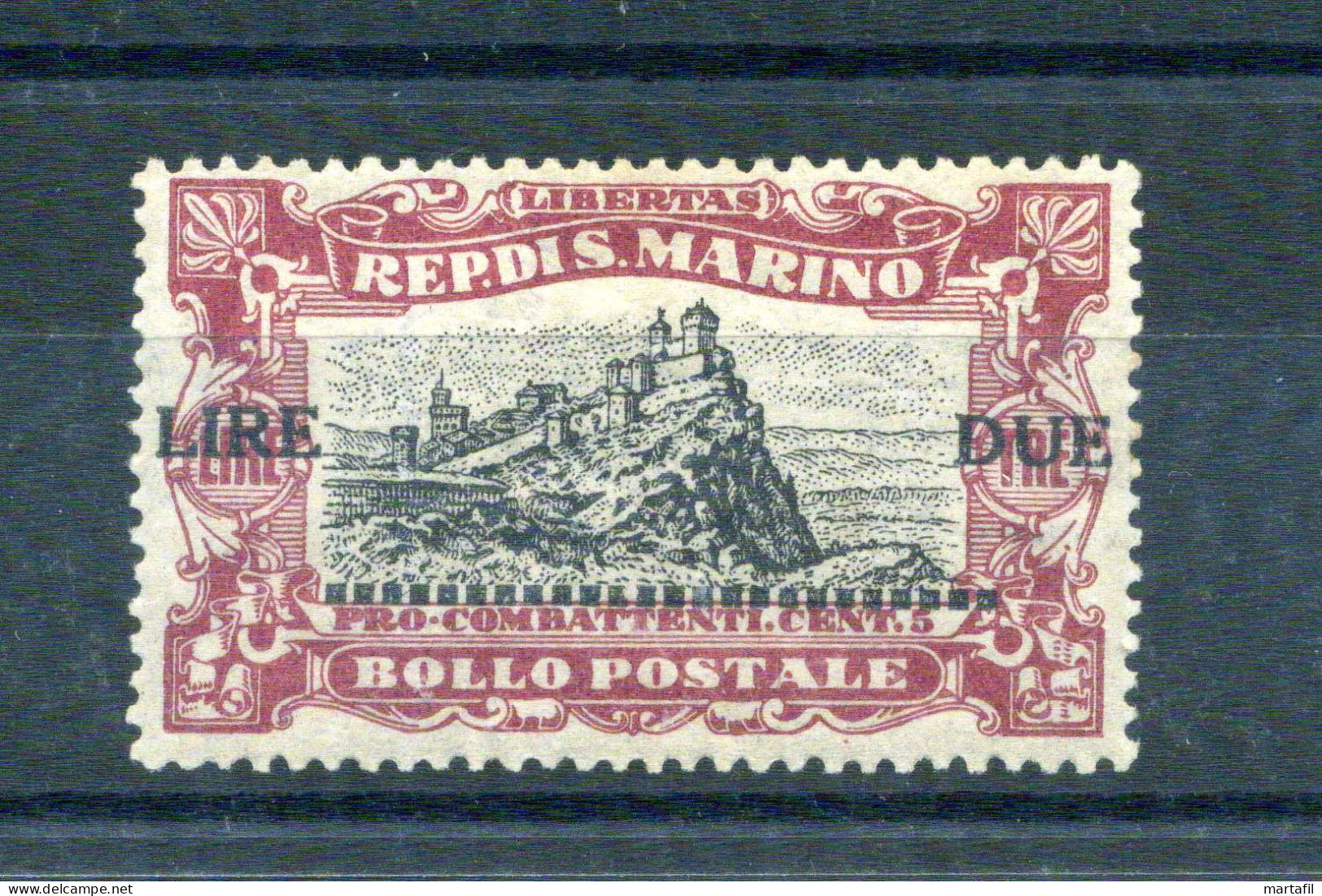 1924 SAN MARINO N.106 MNH **, Francobollo Della Serie Pro Combattenti Sovrastampato 2l. Su 3l. - Neufs