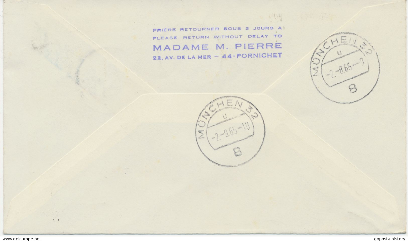 FRANKREICH 1.9.1965, Erstflug Air France Luftpostbeförderung Ohne Luftpostzuschlag M. Selt. Grüne Vignette (normal Gelb) - First Flight Covers