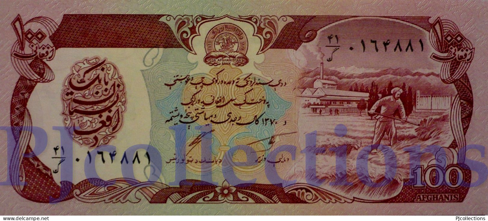 AFGHANISTAN 100 AFGHANIS 1991 PICK 58c UNC - Afghanistán