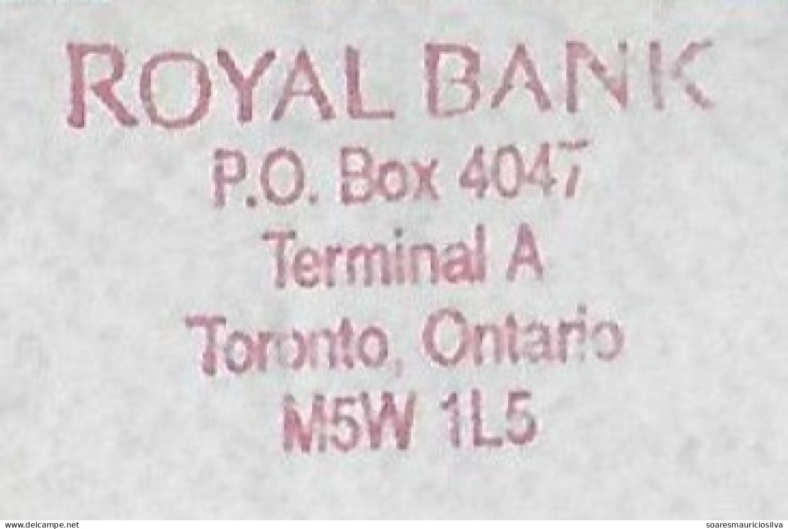 Canada 1991 Cover Fragment Meter Stamp Pitney Bowes Slogan Royal Bank From Toronto - Covers & Documents