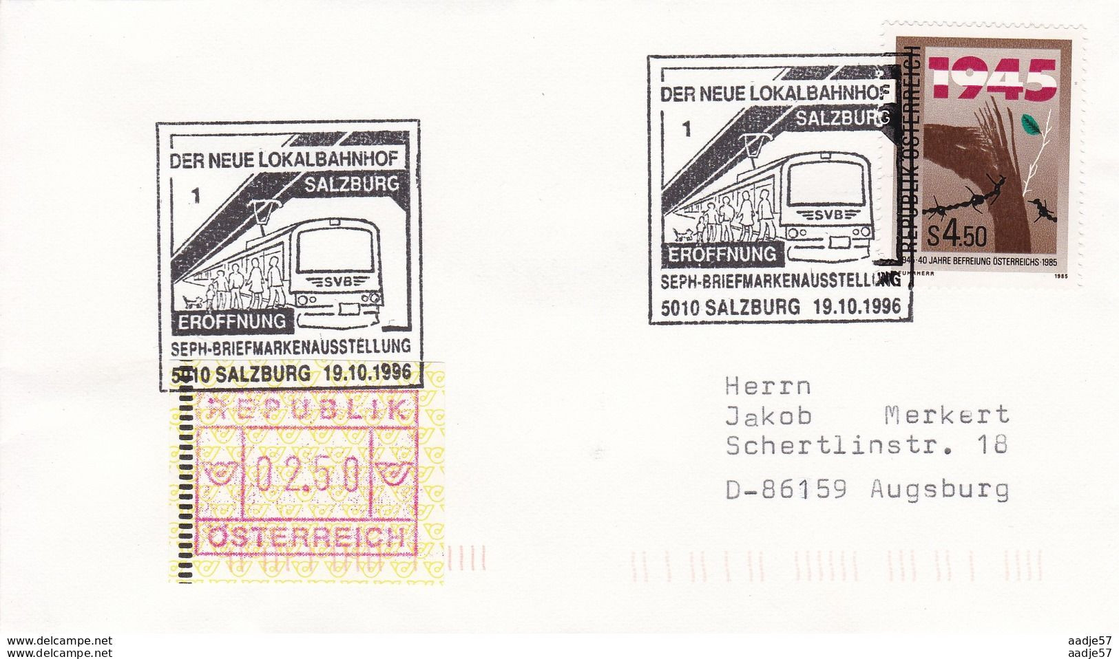 Austria Osterreich Spec Canc 19.10.1996 Eröffnung Der Neue Lokalbahnhof Salzburg - Tram