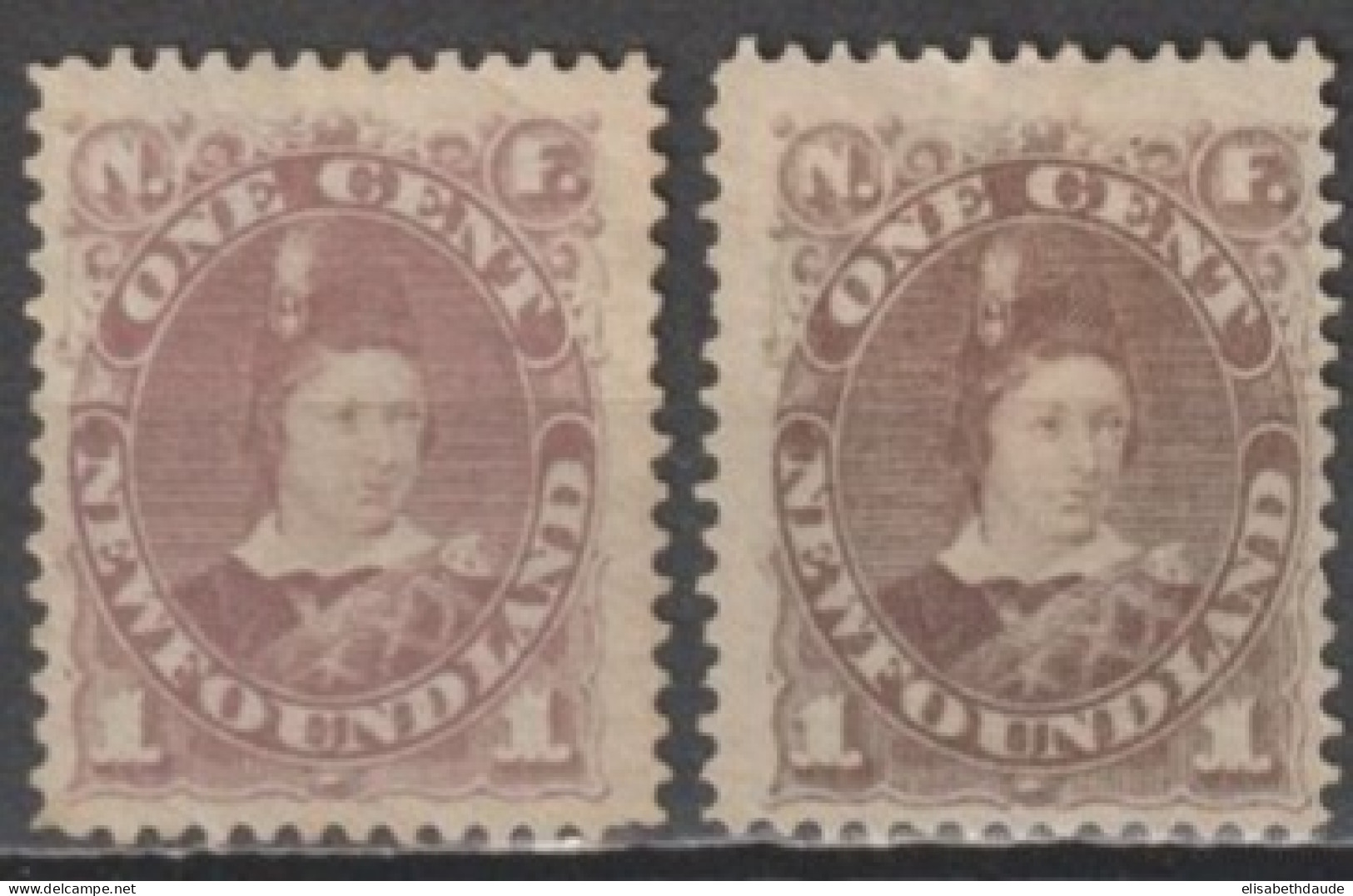 CANADA NEWFOUNDLAND - 1880 - YVERT N°35 + 35a (*) + * MH (CHARNIERE FORTE) - COTE = 65 EUR. - 1865-1902