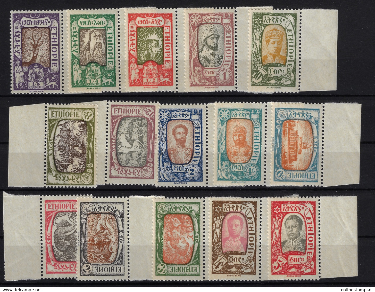 Ethiopia: 1919 Mi 64 - 78 Scott 120 - 134 Yv 117 - 131  Neuf **/MNH/Postfrisch Complete Set General Picture - Ethiopie