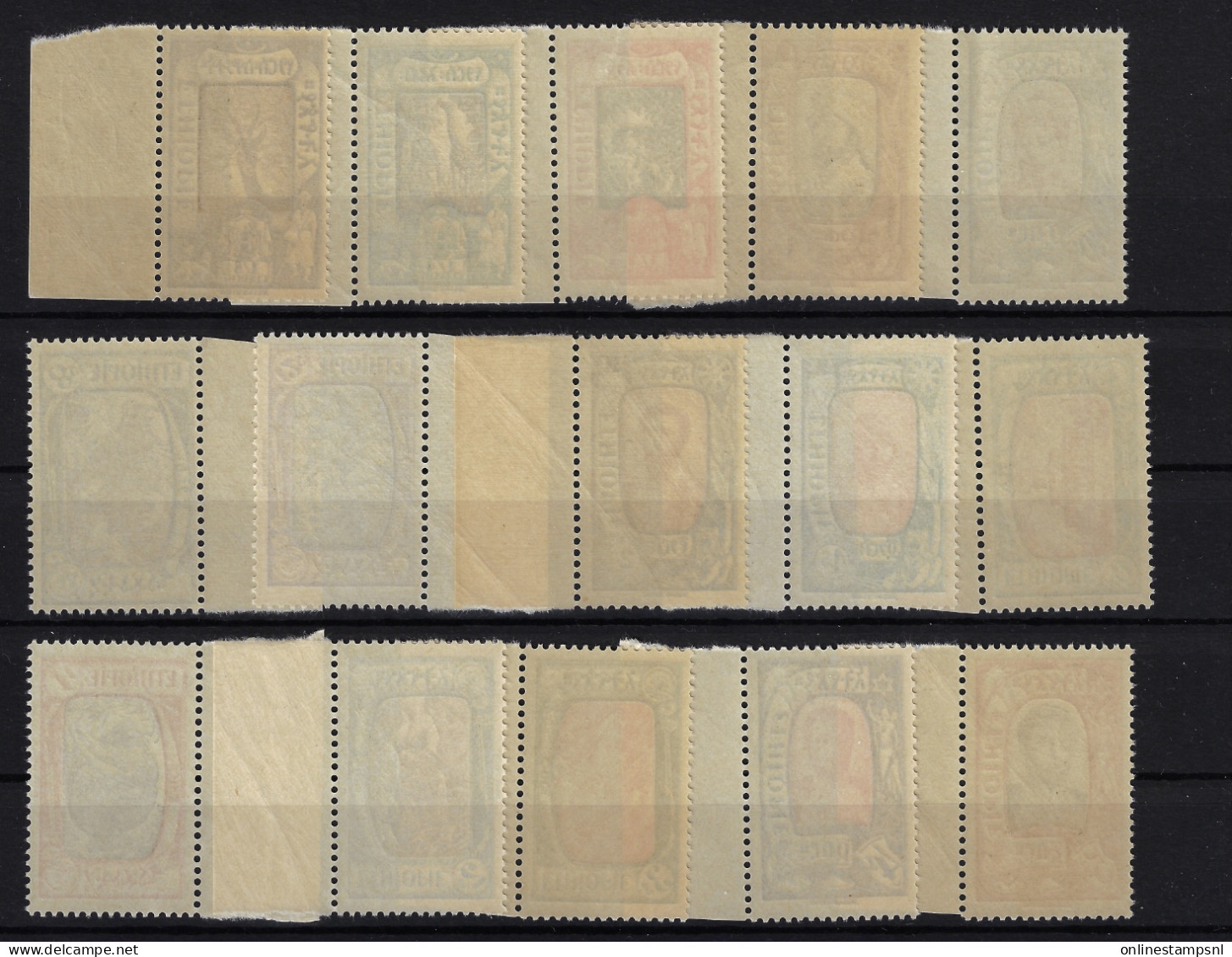 Ethiopia: 1919 Mi 64 - 78 Scott 120 - 134 Yv 117 - 131  Neuf **/MNH/Postfrisch Complete Set General Picture - Etiopía