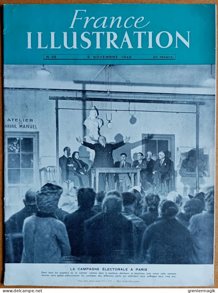 France Illustration N°58 09/11/1946 La Campagne électorale à Paris/Tunisie/Assemblée Générale De L'ONU/De Soubiran - Informaciones Generales