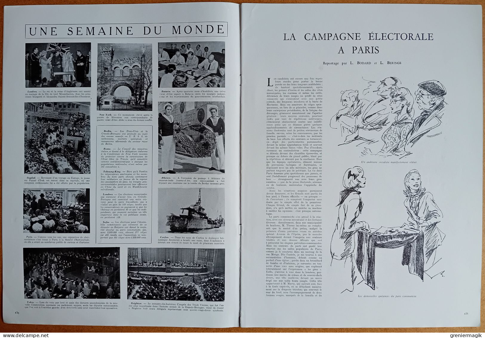 France Illustration N°58 09/11/1946 La Campagne électorale à Paris/Tunisie/Assemblée Générale De L'ONU/De Soubiran - Testi Generali