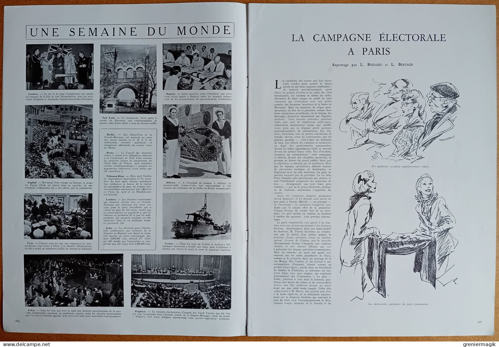 France Illustration N°58 09/11/1946 La Campagne électorale à Paris/Tunisie/Assemblée Générale De L'ONU/De Soubiran - Informaciones Generales