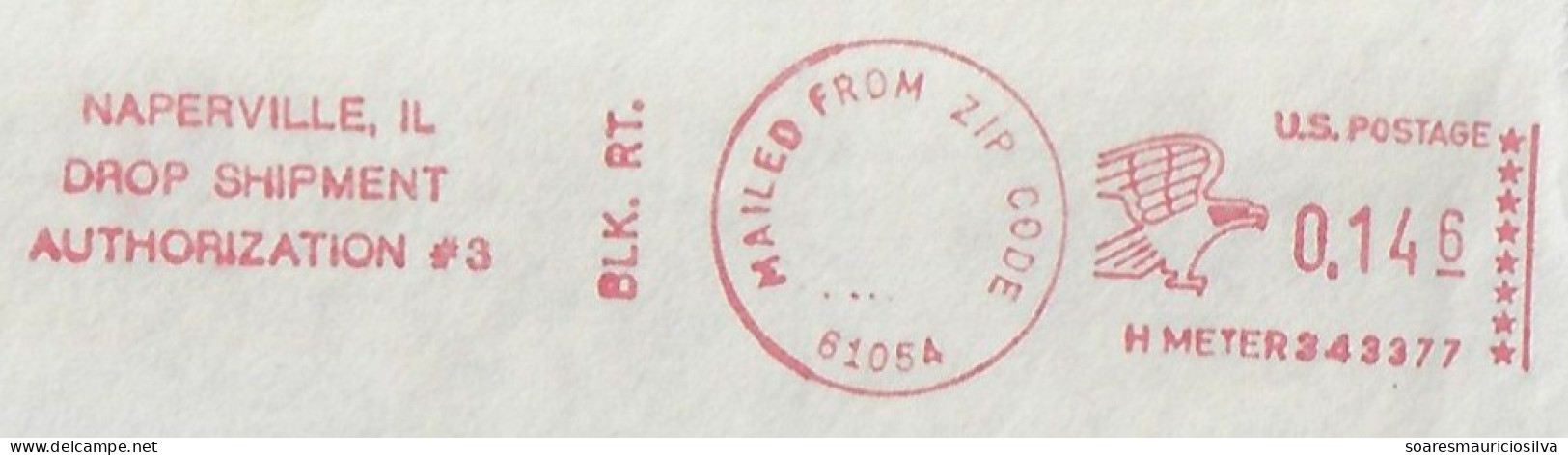 USA 1990s Cover Fragment Meter Stamp Hasler Slogan Naperville Illinois Drop Shipment Authorization # 3 Bulk Rate - Cartas & Documentos