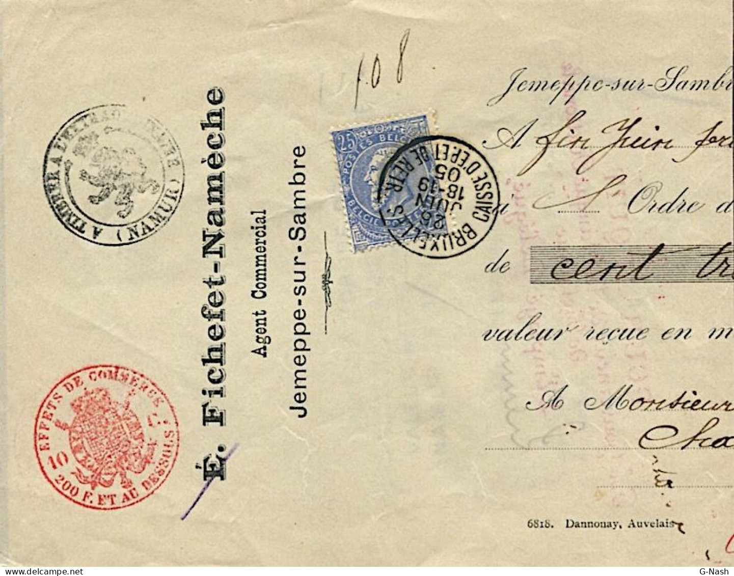 BELGIQUE - Mandat-lettre - Bruxelles Le 15 Juin 1905 - Brieven En Documenten