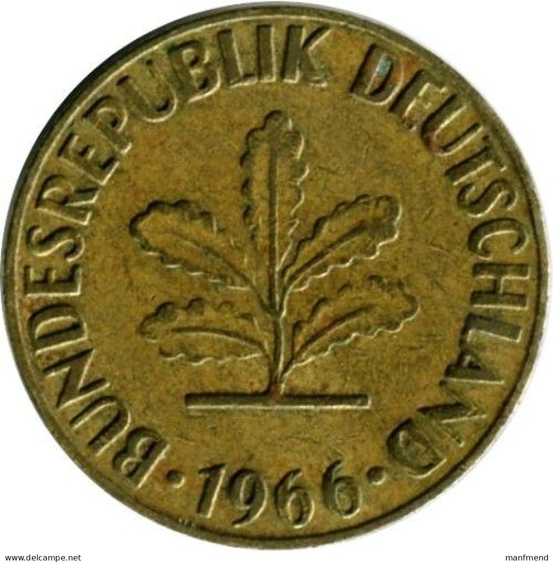 Germany - 1966 - KM 107 - 5 Pfennig - Mintmark "J" - Hamburg - VF+ - 5 Pfennig