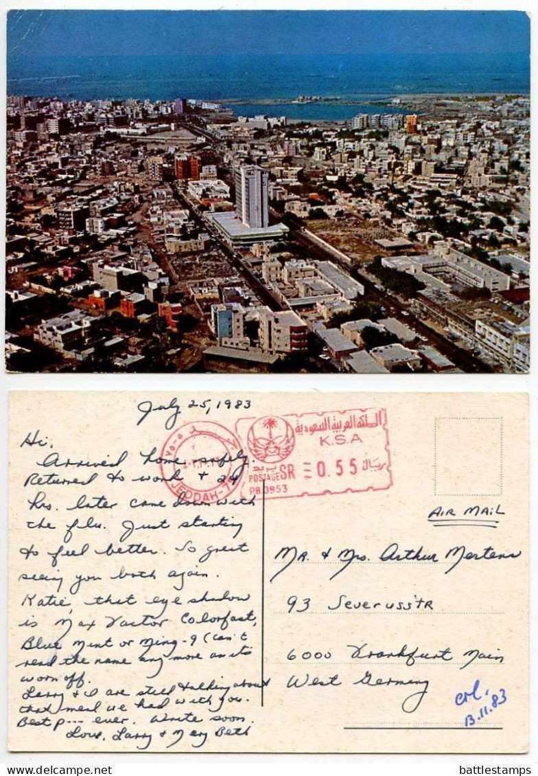 Saudi Arabia 1983 Postcard Jeddah - Aerial View; 55h. Meter - Saudi-Arabien