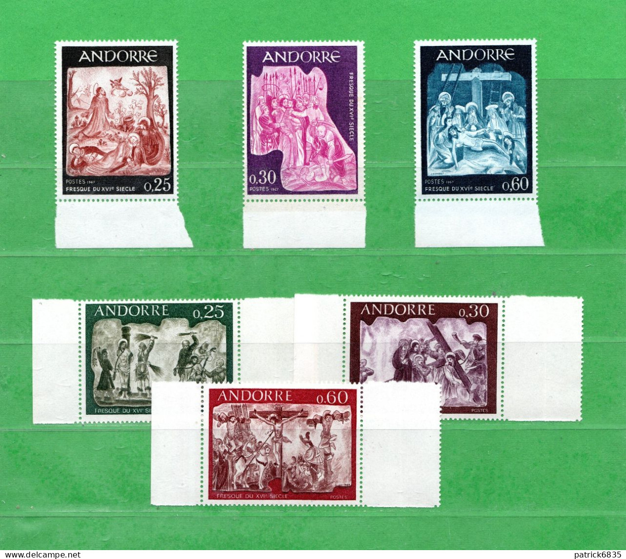 (Riz) Andorra Francese**- 1967-1968 - TABLEAUX. Yv. 184-185-186-191-192-193. MNH** - Années Complètes