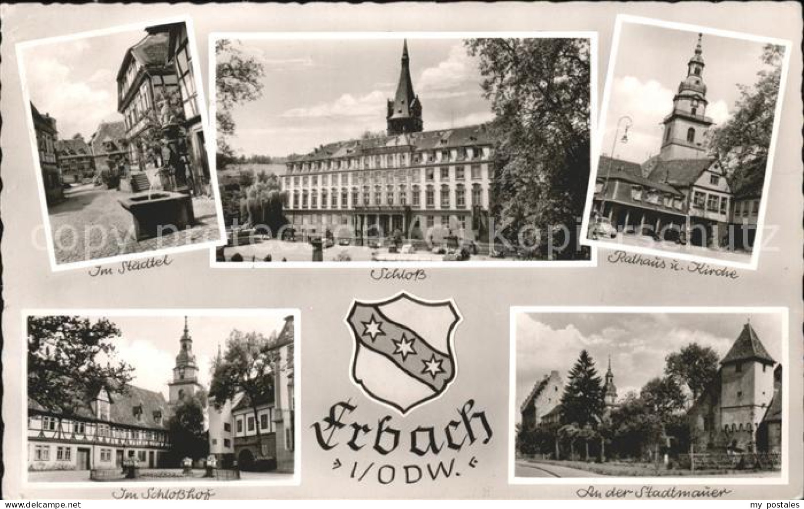 41507506 Erbach Odenwald Brunnen Schloss Schlosshof Rathaus Kirche Stadtmauer Wa - Erbach