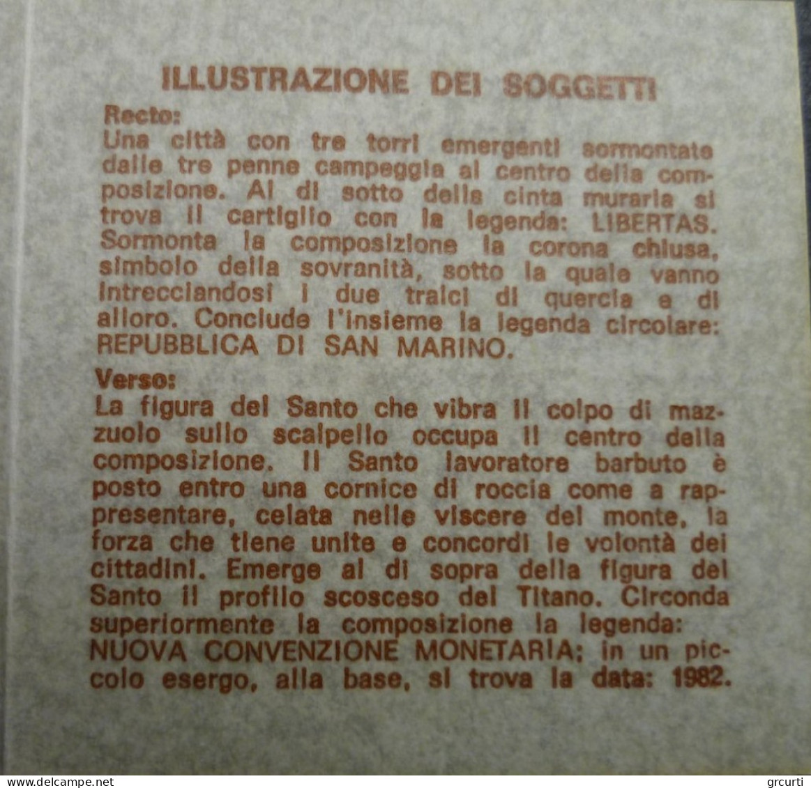 San Marino - 1982 - Medaglia ufficiale per la Nuova Convenzione Monetaria Italo-Sammarinese