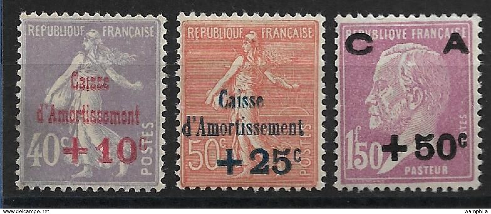 France 1928 N°249/51** Caisse D'amortissement. Très Bon Centrage. Cote 282€. - 1927-31 Caisse D'Amortissement