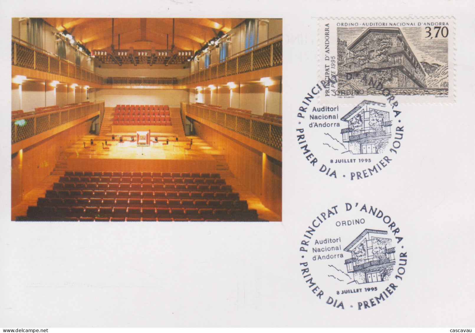 Carte  Maximum  1er  Jour   ANDORRE   ANDORRA    Auditorium  National  à  ORDINO   1995 - Maximumkarten (MC)