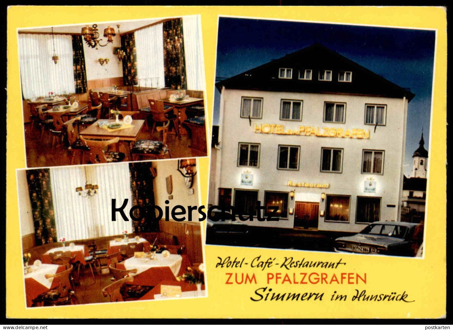 ÄLTERE POSTKARTE HOTEL CAFÉ RESTAURANT ZUM PFALZGRAFEN SIMMERN IM HUNSRÜCK GÜNTER KLOOS WM 1974 Ansichtskarte Postcard - Simmern