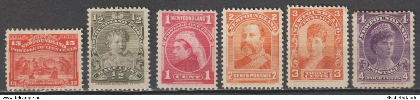 CANADA NEWFOUNDLAND - 1897 - YVERT N°7+63+66 * MH + 64+68/69  (*) SANS GOMME - COTE = 110 EUR. - - 1865-1902