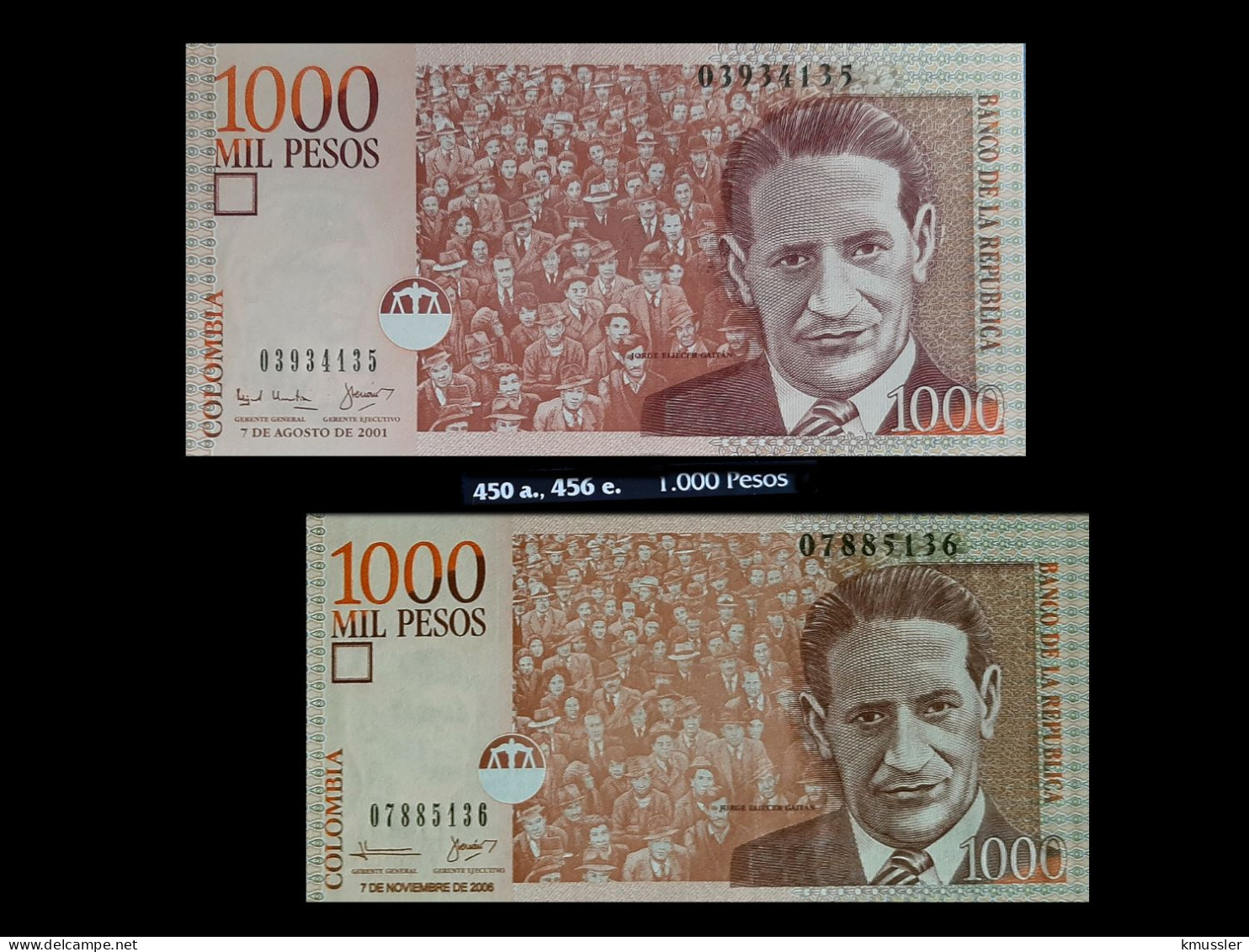 # # # Paar Banknoten Kolumbien (Colombia) 2.000 Pesos 1998/2002 UNC # # # - Colombia