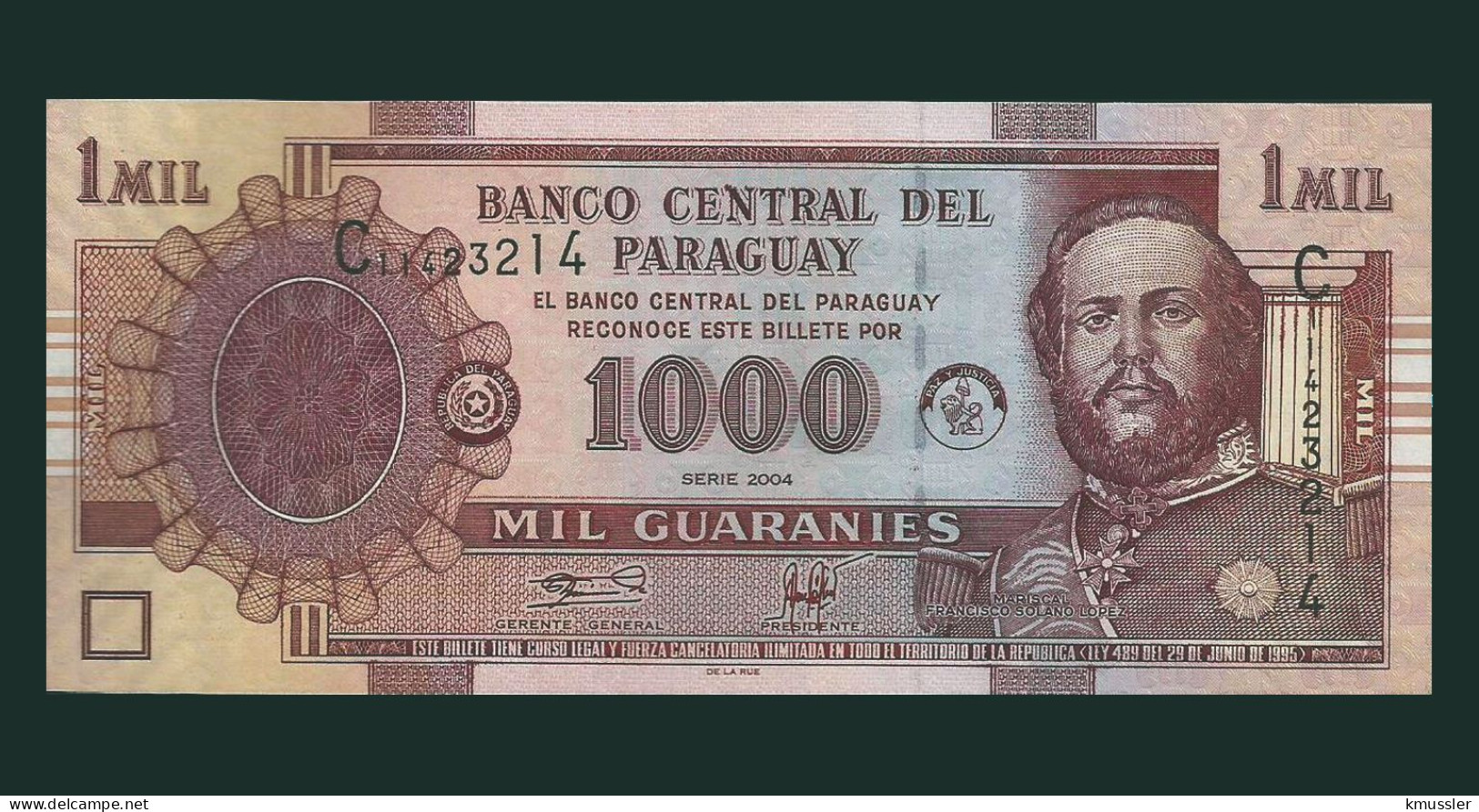 # # # Banknote Paraguay 1.000 Guaranies 2004 (P-222) UNC # # # - Paraguay