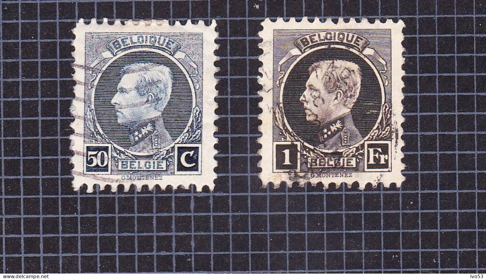 1922 Nr 211B + 214B: GestempeldT:11 X 11 1/2.Koning Albert I.Montenez,OBP:15 Euro. - 1921-1925 Petit Montenez