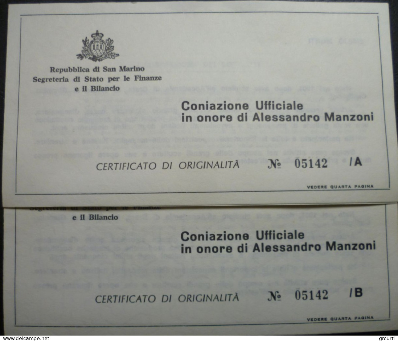San Marino - 1973 - Medaglie ufficiali per il Centenario della morte di Alessandro Manzoni